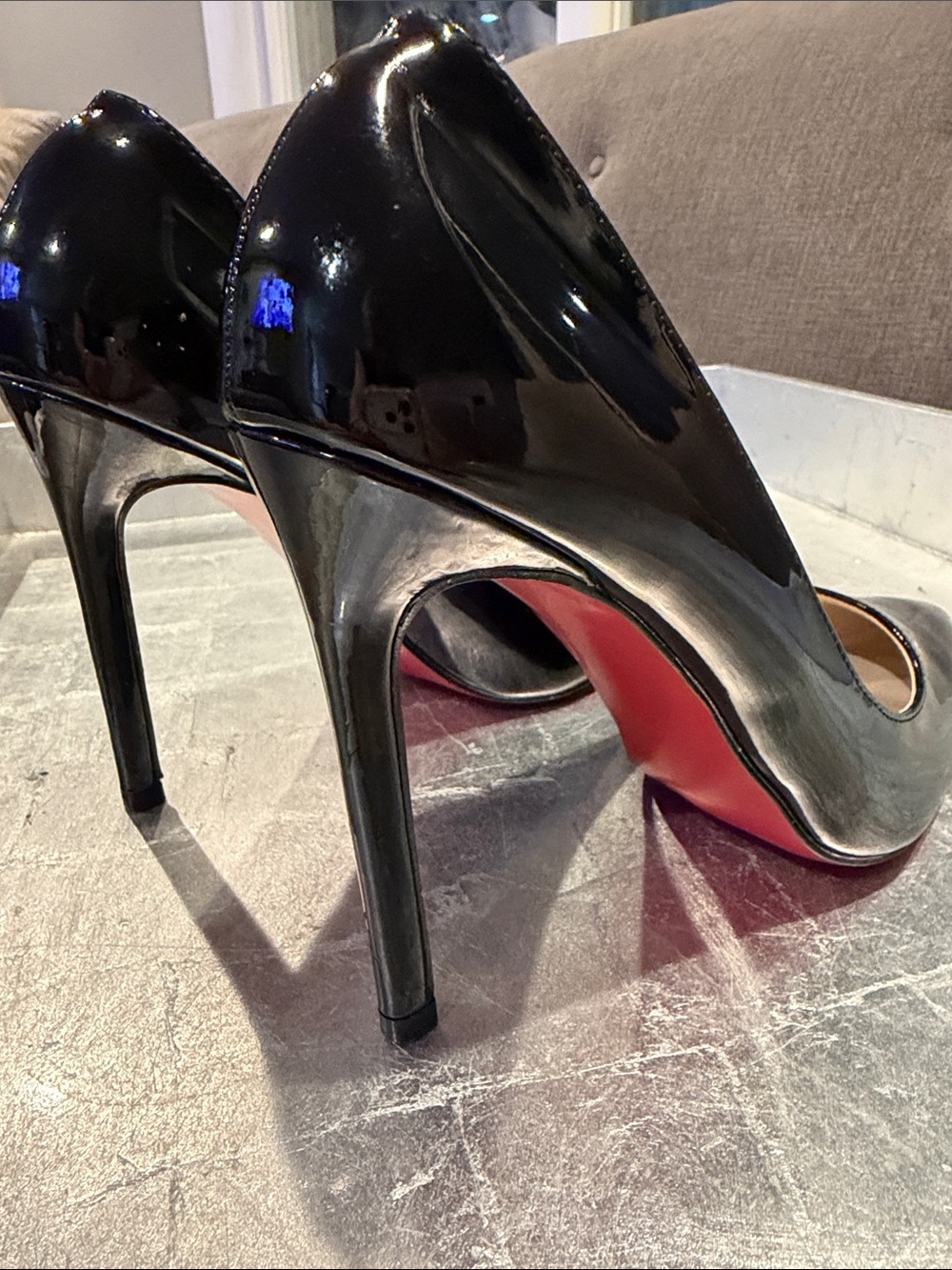 Black Classic Patent High Heel Stiletto Pumps with Red Soles